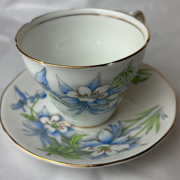 Antique JonRoth, England, Salisbury fine bone China blue and white flower - Picture 3 of 9